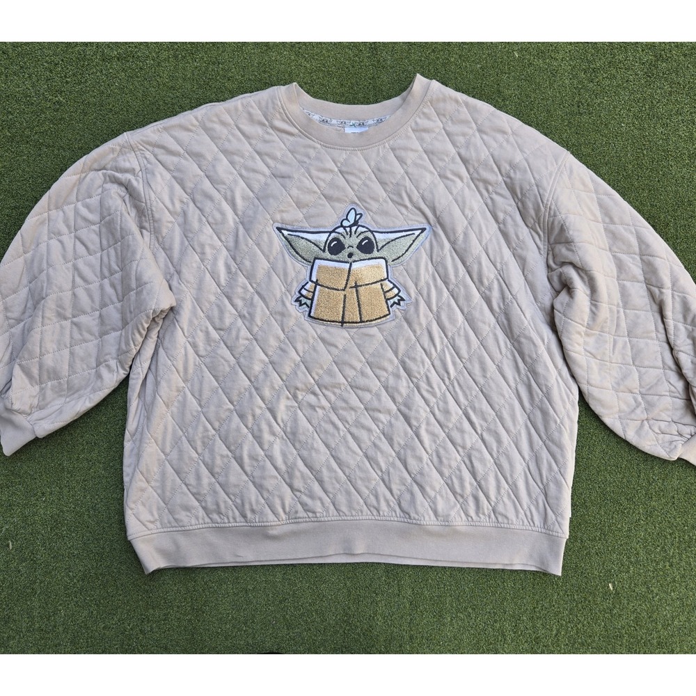 star wars Sweater Women's Size 1X Beige Quilted Oversized Embroidered